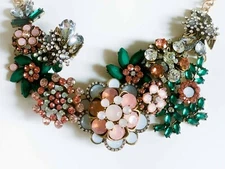 Green and Pink Exquisite Rhinestone Statement Necklace