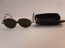 Vintage Ferarri Aviator Folding Sunglasses Black With Case Brown Tint Black Case