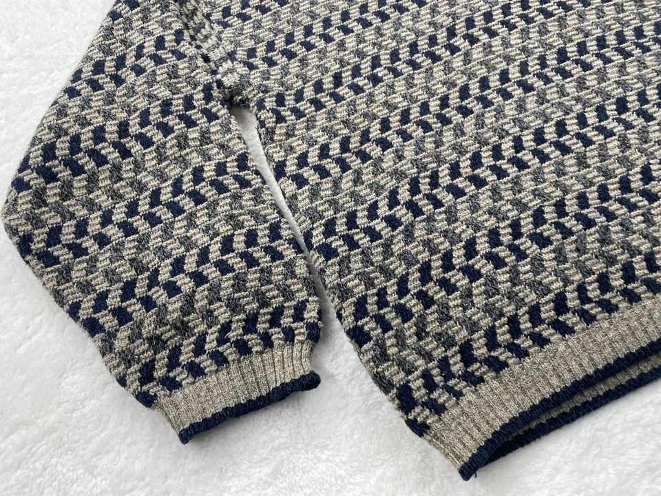 Suéter de Colección Bill Blass Cuello en V Para Hombre Mediano Azul y Tostado Grueso Años 90 Foto 4 de 4