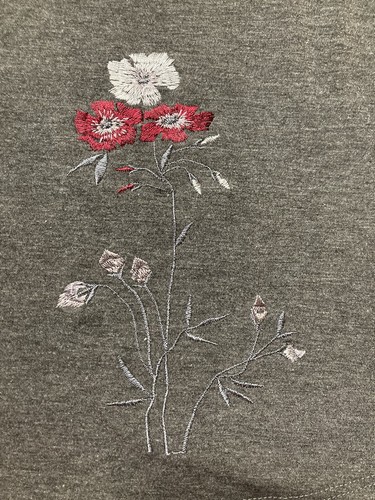 Vintage 90s Y2K Gray Embroidered Flowers & Leaves Cheroy Top T-Shirt Size Large - Picture 6 of 8