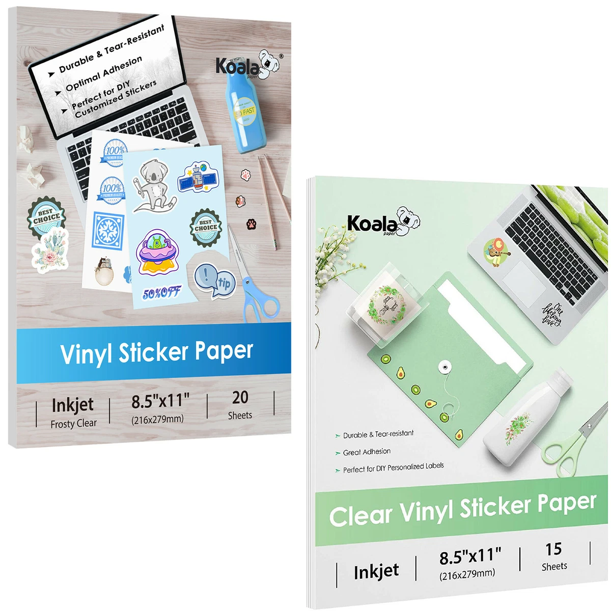35 Sheet Koala Clear Sticker Paper for Inkjet, Printable Vinyl Waterproof  8.5x11 | eBay
