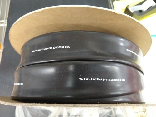 New, Alpha Industries, FIT-105-1IN BK005, Heatshrink 1" X 100' Reel Black - Picture 2 of 2