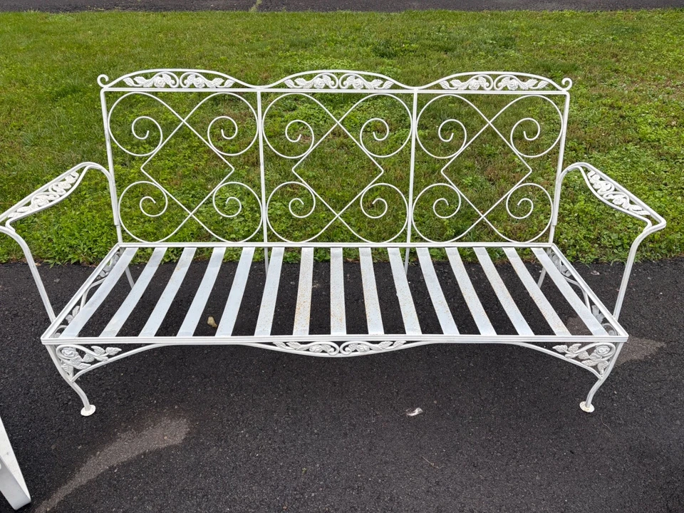 Антикварный (5)pc.Woodard Роза Шарон кованое железо отдыха патио мебель комплект - Изображение 3 из 4