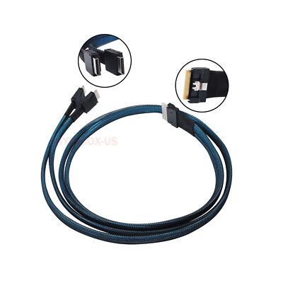 Slim SAS 8i SFF-8654 to 2x OCuLink 4i SFF-8611 Cable 24Gbps SAS4.0 30 High-Speed