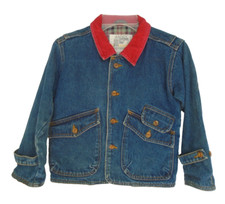 vintage 80's London Fog Blanket Lined Jean Jacket Kids Size L Blue