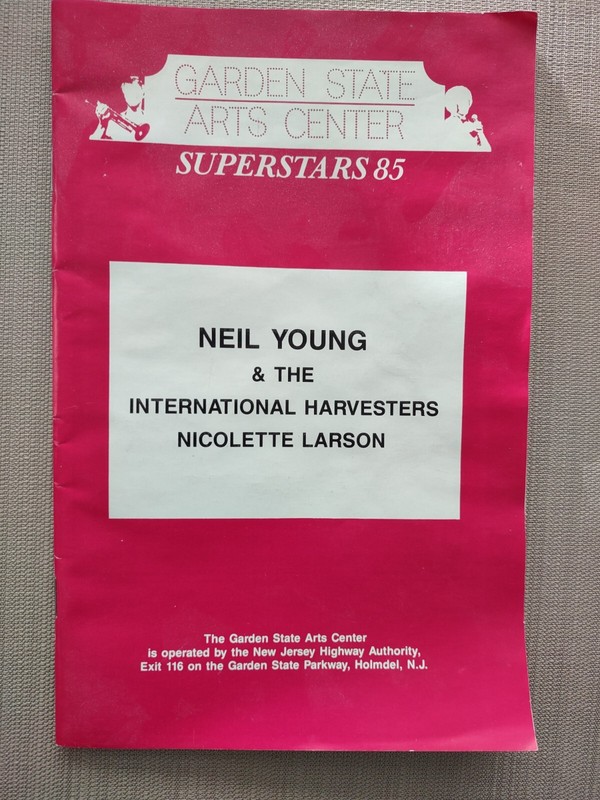 Neil Young Garden State Arts Center NJ Sept 1985 Concert Program 