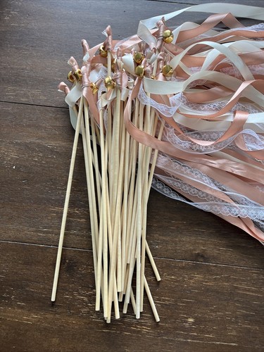 30 Pack Ribbon Fairy Wands Wedding Streamers with Bells, Silk Fairy Stick Wand - Picture 2 of 4