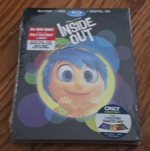 Disney Pixar Inside Out 2-Discs Bluray BestBuy Limited Edition 5 Cards NEW - Afbeelding 1 van 6