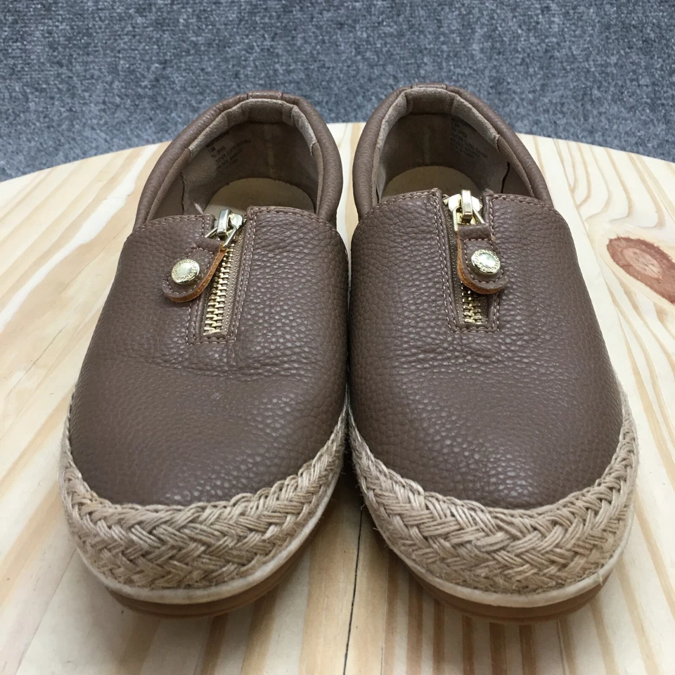 Anne Klein Zapatos Mujer 7.5 M Jovijoy Frontal Cremallera Mocasín Alpargata Planos Marrón Foto 4 de 4