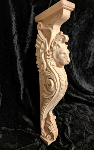 25" Lion Corbel, Wooden Corbel, Rustic Corbel, Fireplace Surround, lion art - Picture 1 of 9