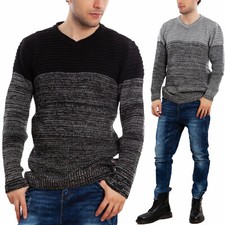 TOOCOOL Men's Slim Fit V Neck Sweater Casual Cotton Stripes Sweater Gr-771