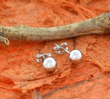 Round Ball Sterling Silver Stud Earrings 4-9MM,Ball,Girl's Jewelry,Simple,Small