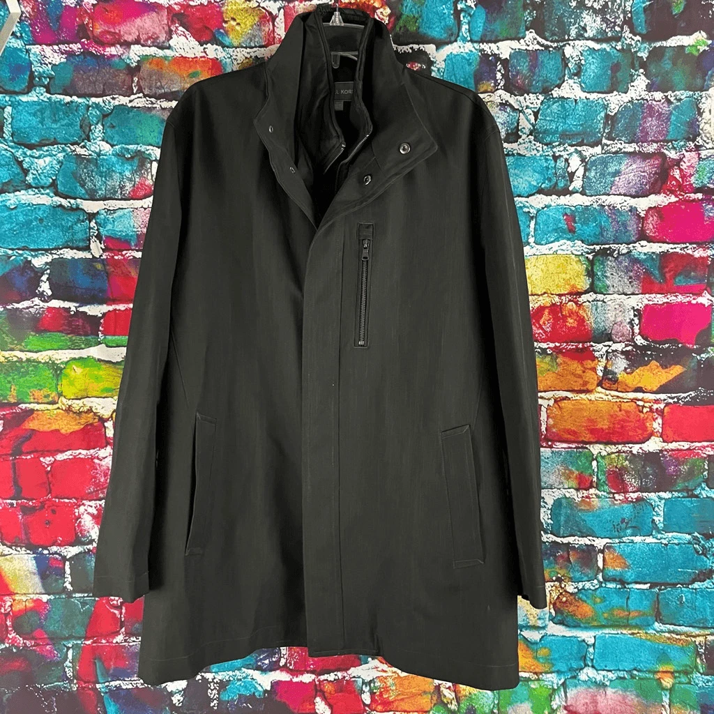 Giacca cappotto impermeabile Michael Kors grigio antracite aderente taglia large