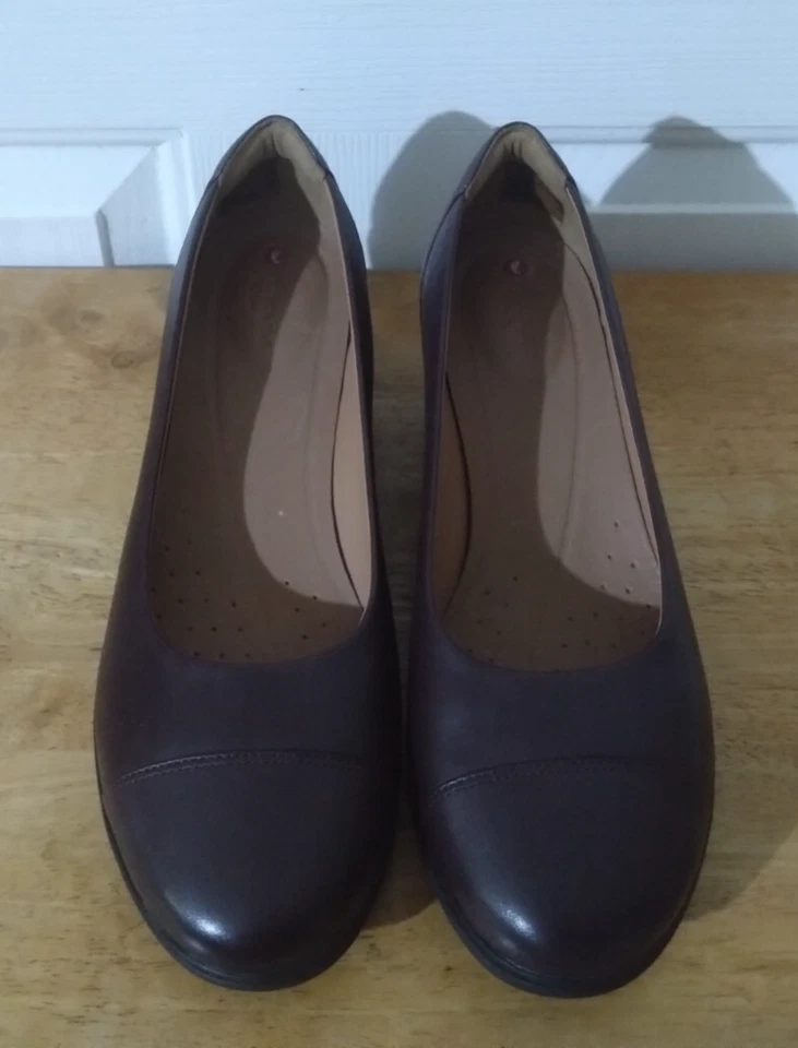 Clarks Unstructured TALLARA DEE Brown Leather Wedge Slip On Women's Shoes UK-6 - Image 4 of 4