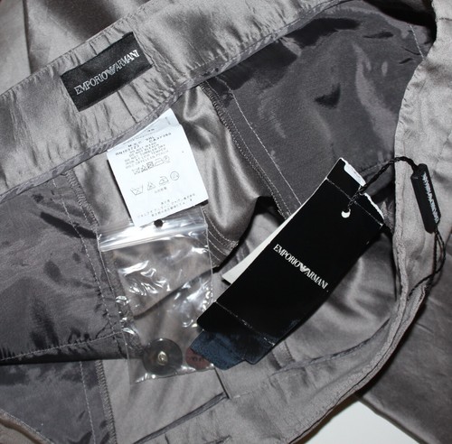 NWT Emporio Armani -Sz 48 12/14 Exquisite Gunmetal Wide-leg Pants 36"Inseam Hem - Picture 8 of 8