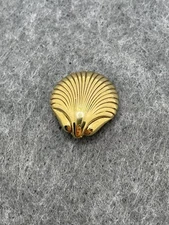 Gold Tone Shell Fashion Brooch Unmarked