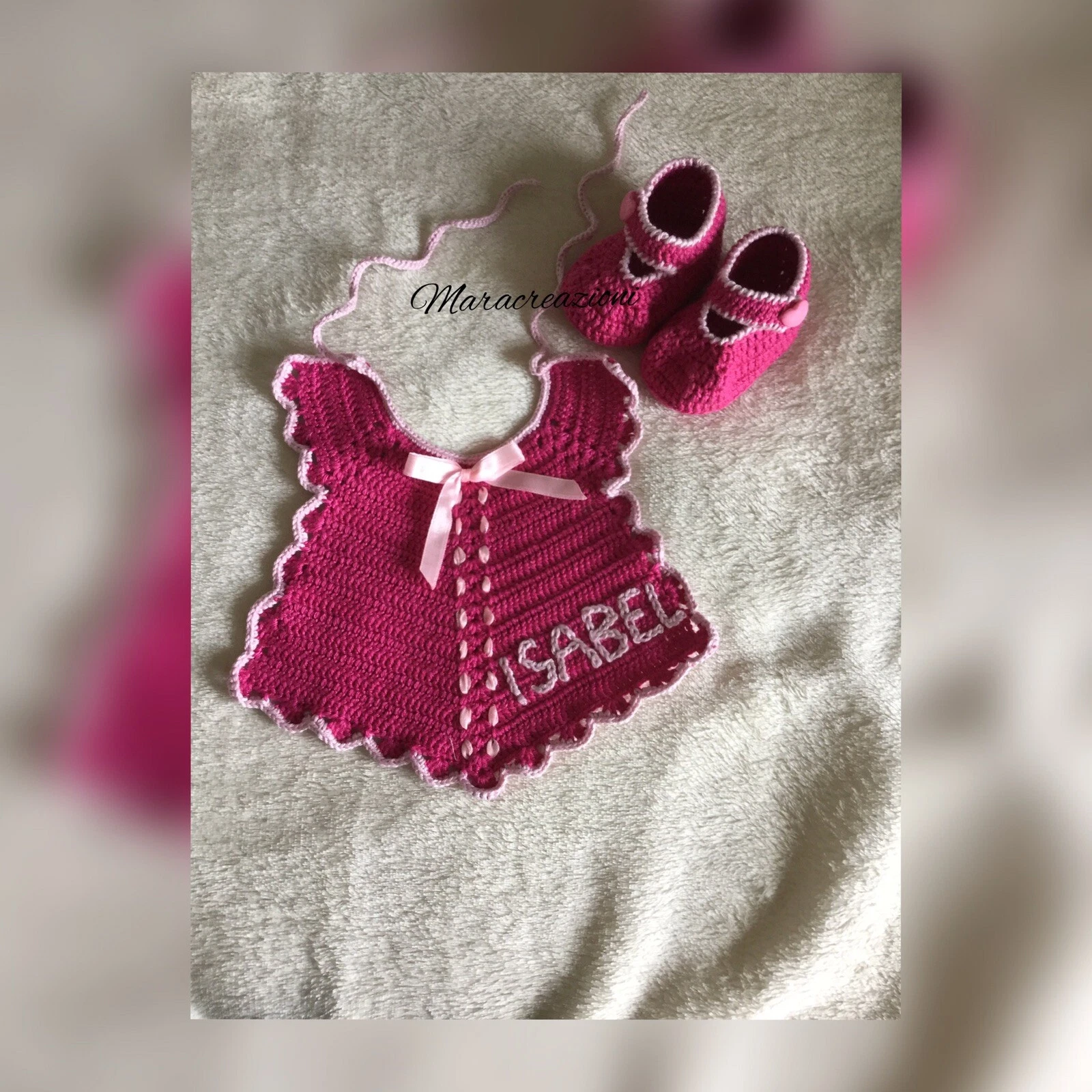 Custom Crochet Bib And Shoes Baby Birth Baby Bib