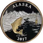 1 Ounce .999 Fine Silver Round Gilt Alaska - Trout Fishing (2017)