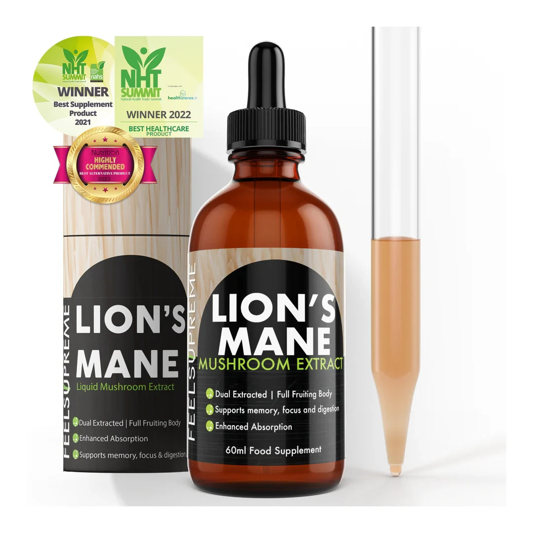 Feel Supreme Lions Mane Liquid Mushroom Extract Support Memory, Focus, Digestion