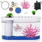 2.2Gal Aquarium Starter Kits Small Beta Fish Tank Kit with Quiet Filter & Color