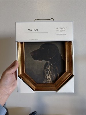 STUDIO MCGEE Target Threshold POINTER DOG PORTRAIT Gold Frame Art 8 x 10 Vintage
