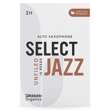 D'Addario Woodwinds Select Jazz Alto Saxophone Unfiled Organic Reed Box of 10 2H