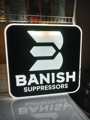 Banish Supressors 20in x 19in Lighted Sign - Man Cave Gun Room Wall Art (BO)