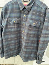 Men’s Stormy Kromer Size Medium Cotton Flannel Shirt Jack With 2 Pockets Snap Up