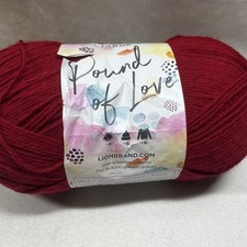 Lion Brand Pound of Love Cherry Acrylic 4 Medium 1020 Yds 16 Ounces