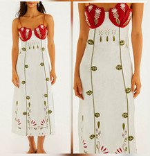 Medium Farm Rio Off-White Tulip Richelieu Embroidered Mididress
