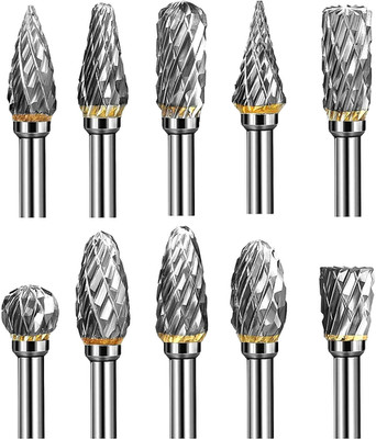 Tungsten Carbide Rotary Burr Bit Set 1/8'' Cutting Carving Burrs for Dremel Tool