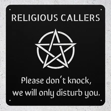 Religious Callers Do Not Knock Sign Home Decor Signs Pentagram Decoration