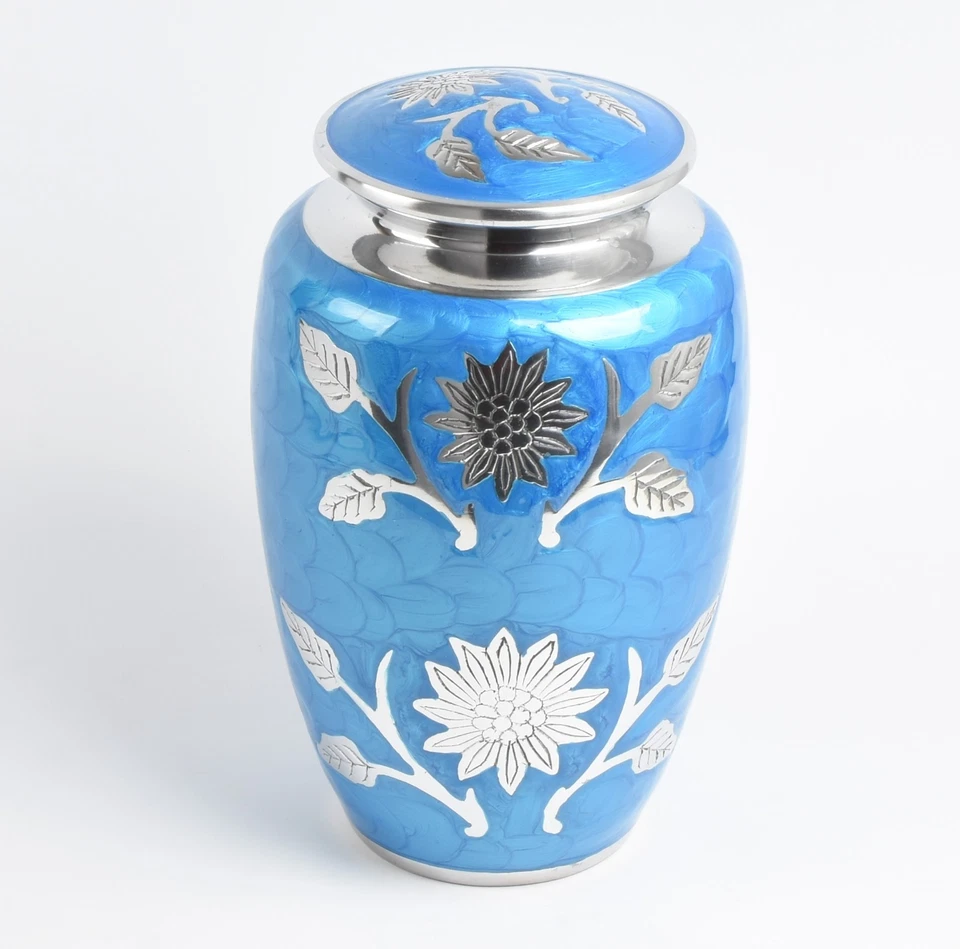 Aluminium Memorial Urn for Adult Ashes – Sunflower Design Cremation Funeral Urn - Image 2 of 4