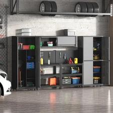Garage Cabinet Set Workshop Set Tool Storage System w/ Rolling Workbench Cabinet