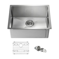 21" Handcrafted Undermount Single Bowl 16 gauge Stainless Steel Kitchen Sink