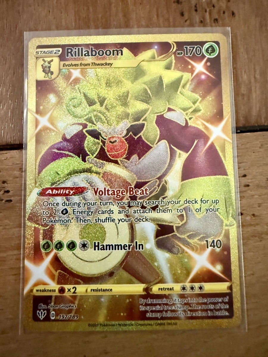 pokemon rillaboom gold card New mint Secret Rare Colorless Retreat Cost Pokmon TCG Rillaboom Secret Rare