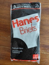 Vintage 1992 HANES 3 Pack of Mens White Briefs Underwear Size 40 Cotton