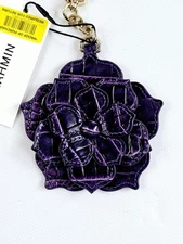 BRAHMIN MAGNOLIA ULTRAVIOLET OMBRE PURPLE FLOWER TASSEL 3D LEATHER KEY FOB CHARM