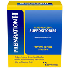 Preparation H Hemorrhoidal Suppositories, Phenylephrine HCI 0.25 , 12 Count-USA