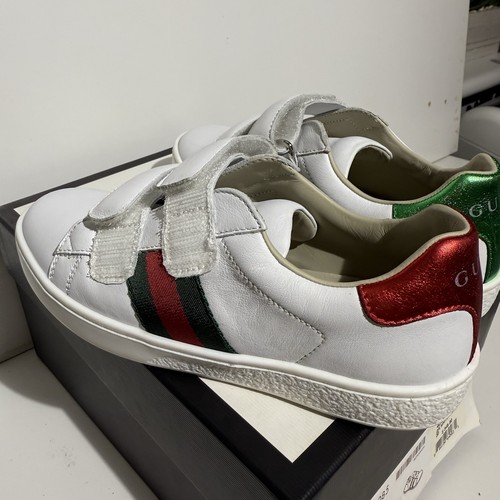 Zapatillas de cuero Ace Gucci con correas web y hebillas dobles talla 30 niños - Imagen 4 de 12