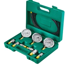 Hydraulic Pressure Test Kit 3 Gauges 6 Test Couplings 3 Test Hoses Case
