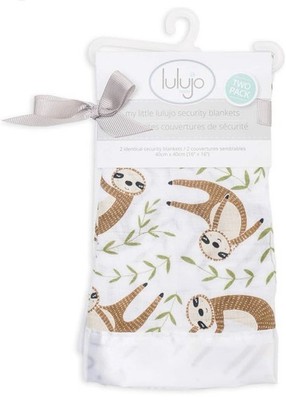 MARY MEYER LULUJO BABY BOY GIRL SLOTH SECURITY BLANKET 16x16 Set 2 NEW