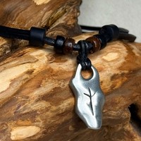 Halskette Lederkette Algiz Herrenkette Damenkette Wikingerschmuck Wikingerkette