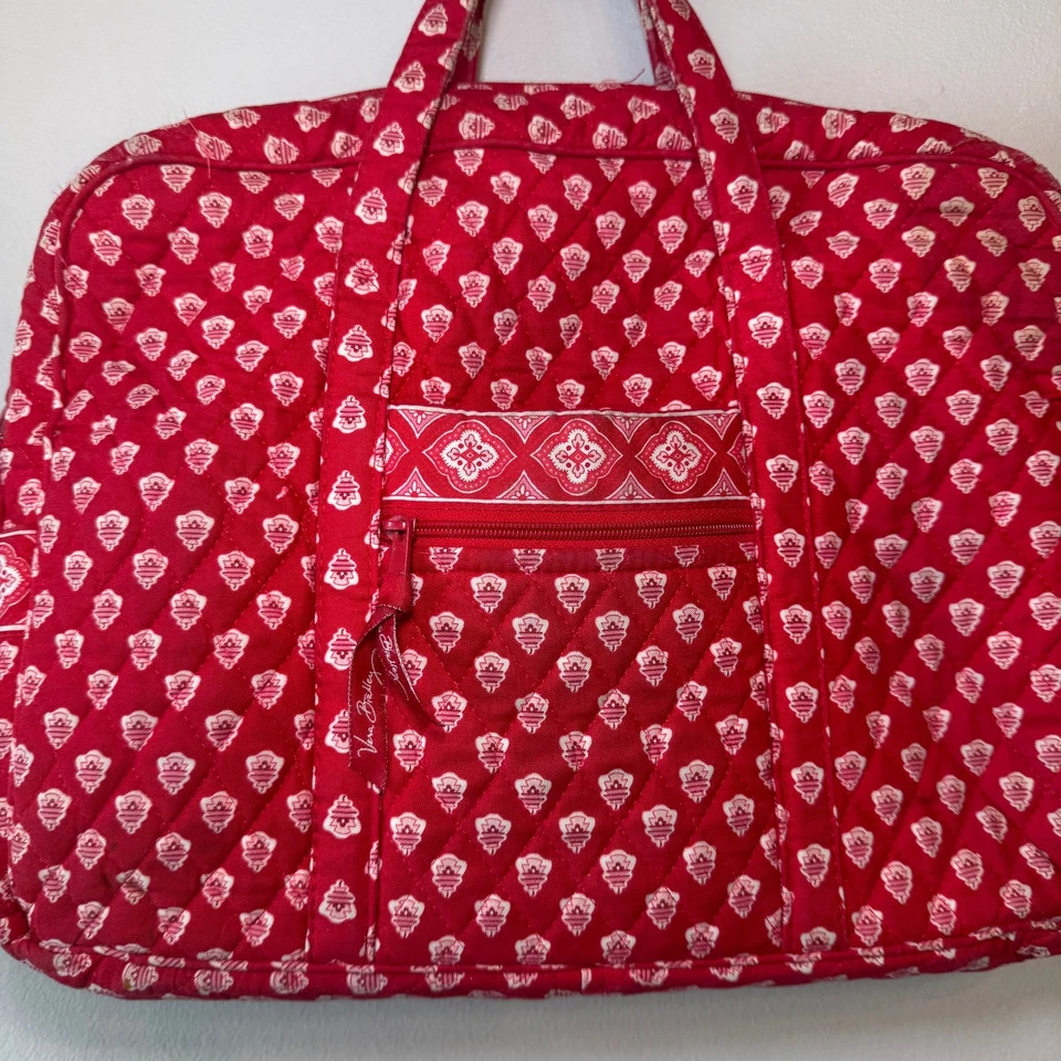 Vera Bradley Nantucket Rojo Algodón Acolchado Computadora Portátil Bolso Estuche Foto 2 de 4