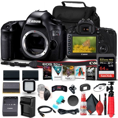 Canon EOS 5DS R DSLR Camera (Body Only) (0582C002) + 64GB Card + More Bundle