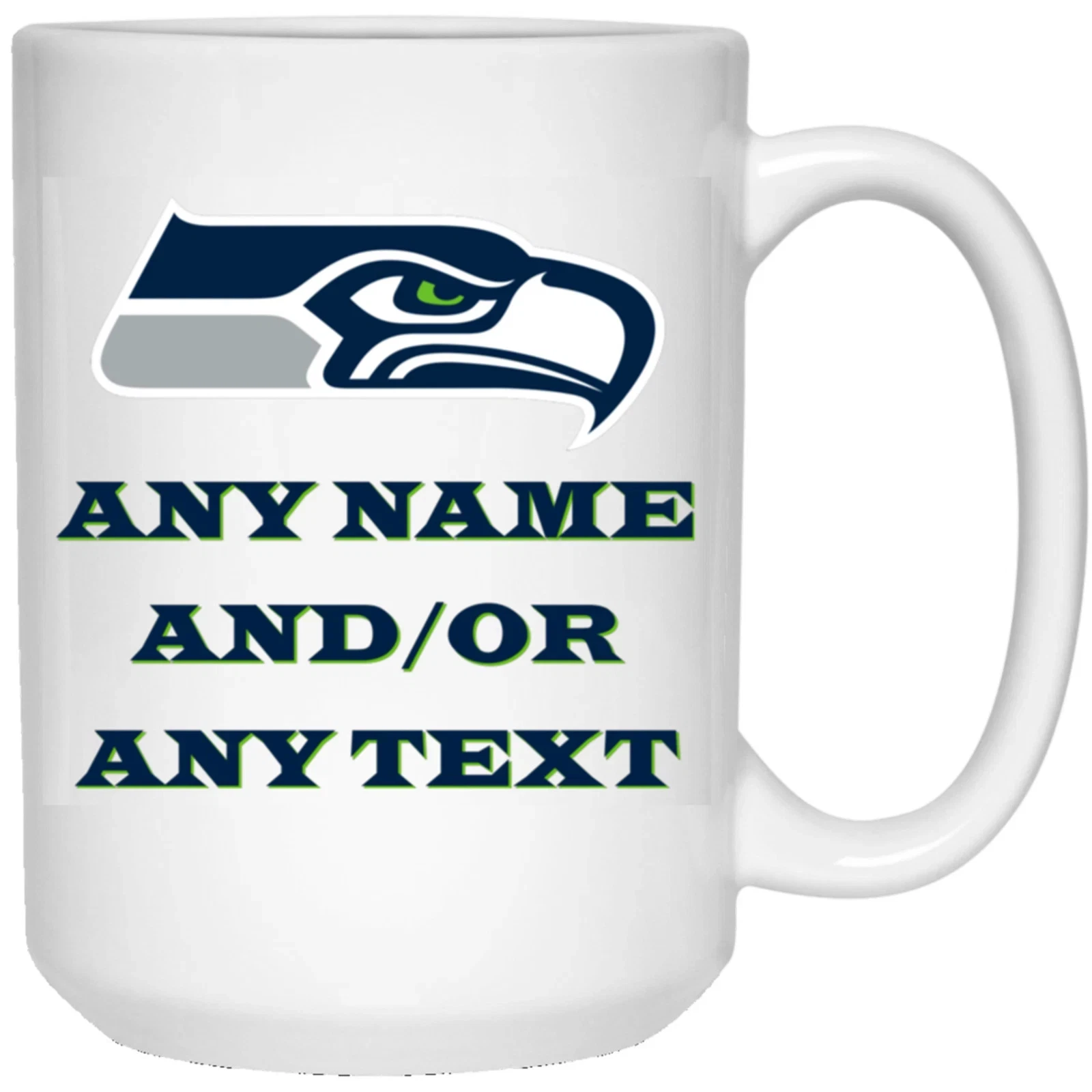 Custom Personalized Seattle Seahawks White Ceramic Coffee Mug Cup