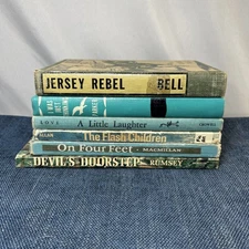 Lot Of 6 Old Hardcover Books Shades of Aqua Vintage Props Staging Pieces Decor