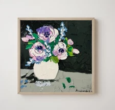 Peony Painting Impasto Original Art Floral Wall Art Flowers Small Oil Painting