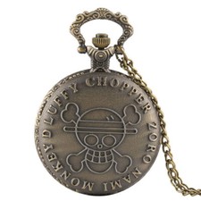 Bronze Style Skull Pirate Full Hunter Quartz Pocket Watch for Men Women Chain
