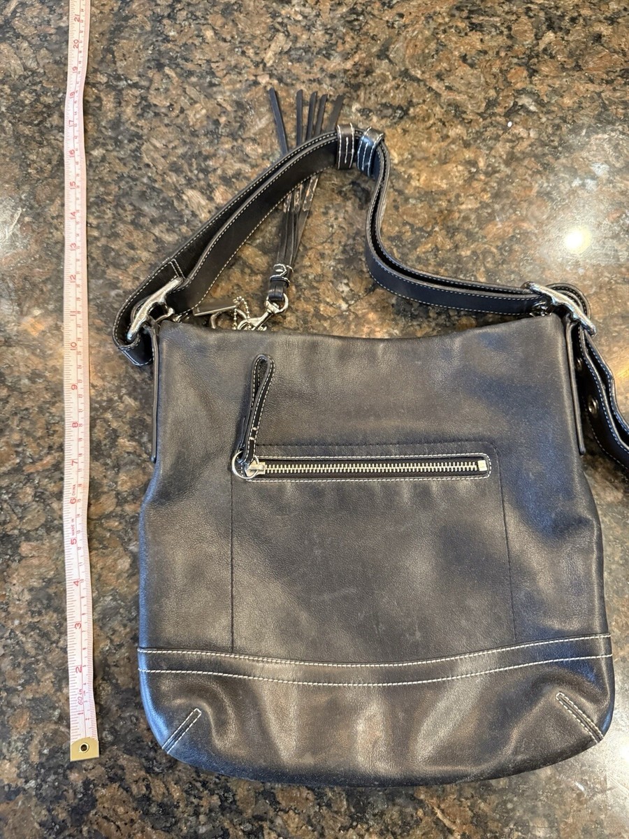 COACH 1415 VINTAGE BLACK SOFT LEATHER TASSEL CROSSBODY Y2K